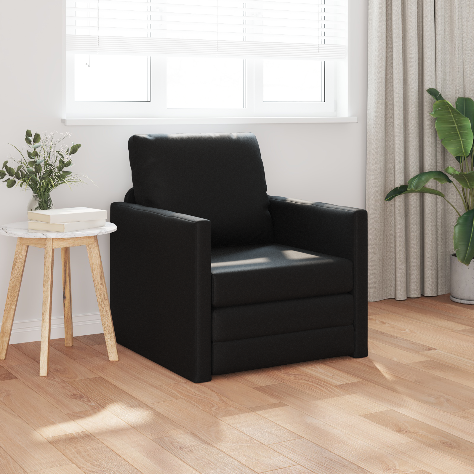 Sofa Bed 60cm Black Artificial Leather