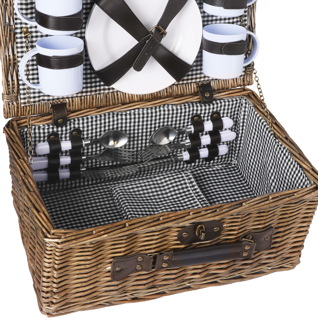4 Person Picnic Basket Baskets Set Outdoor-1954802902056964101
