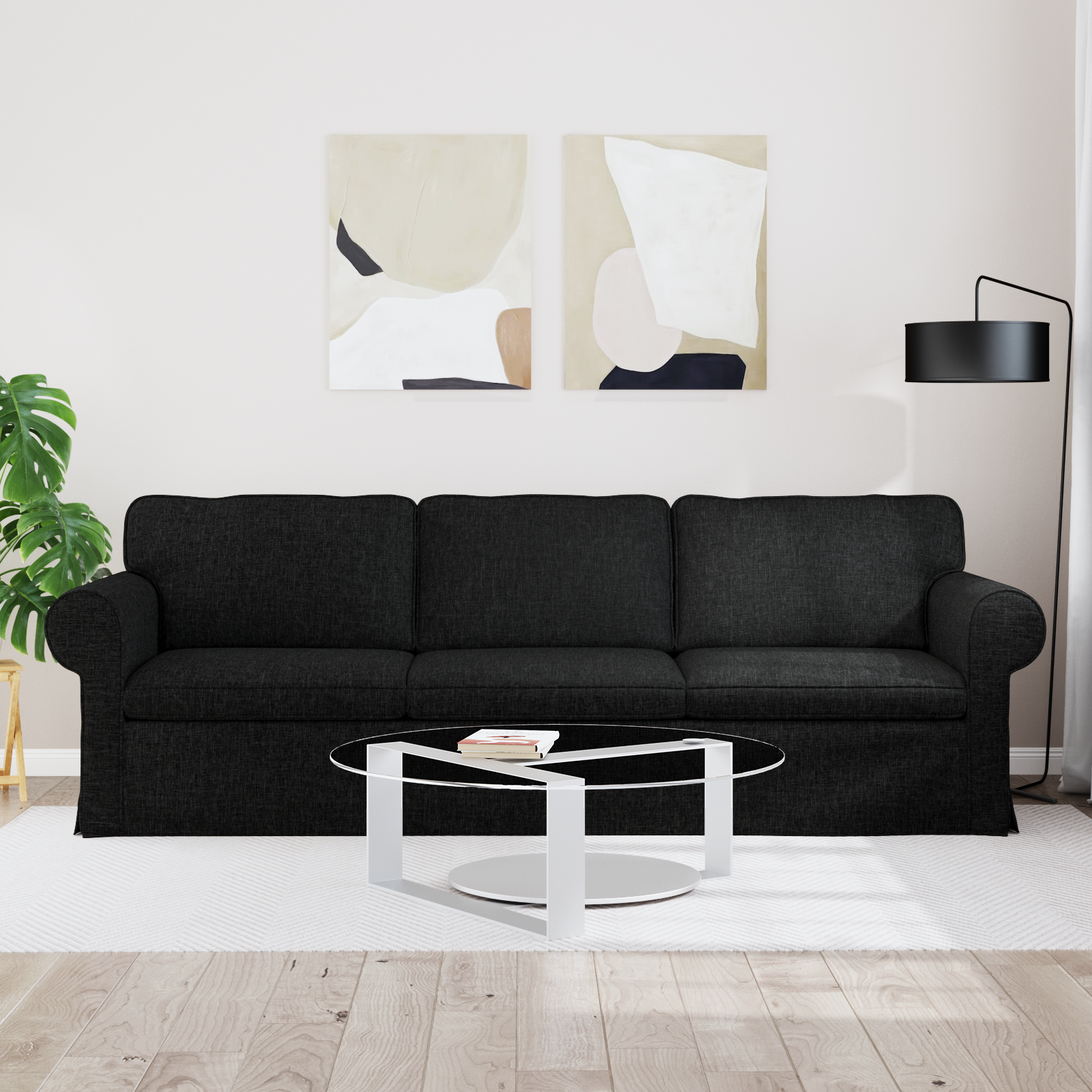 Sofa Black 245 x 82 x 80 cm Fabric