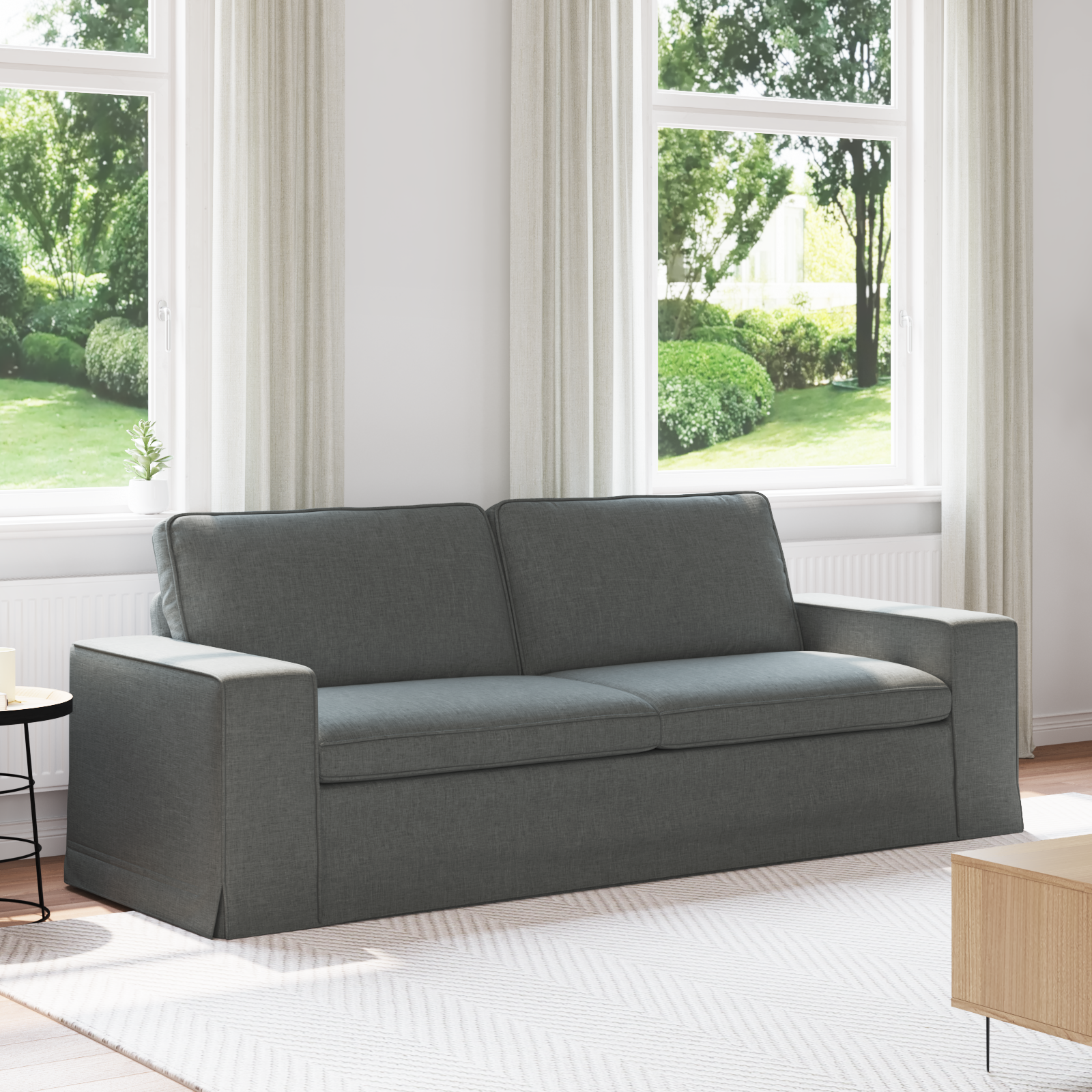 Sofa Dark Grey 222 x 80 x 82 cm Fabric