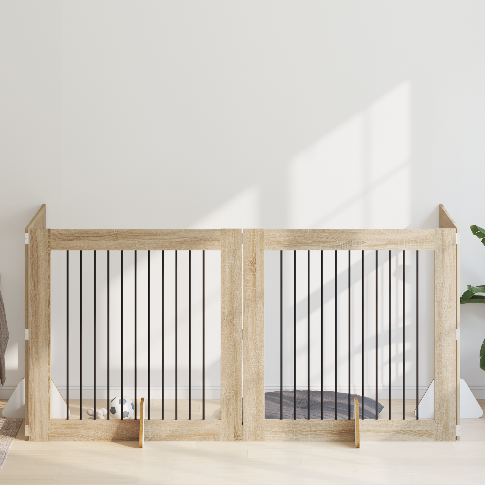Foldable Dog Gate with Stands 4 pcs Sonoma Oak 401 cm