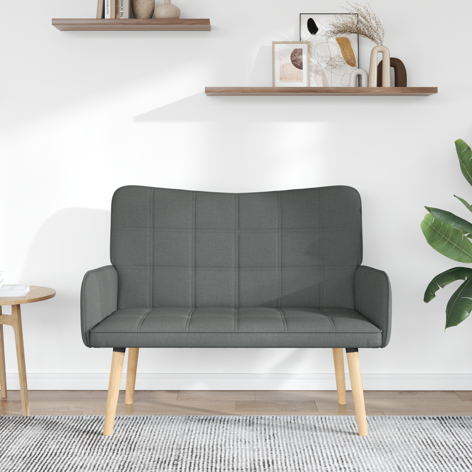 2-Seater Sofa Dark Grey 115 x 61 x 87 cm Fabric