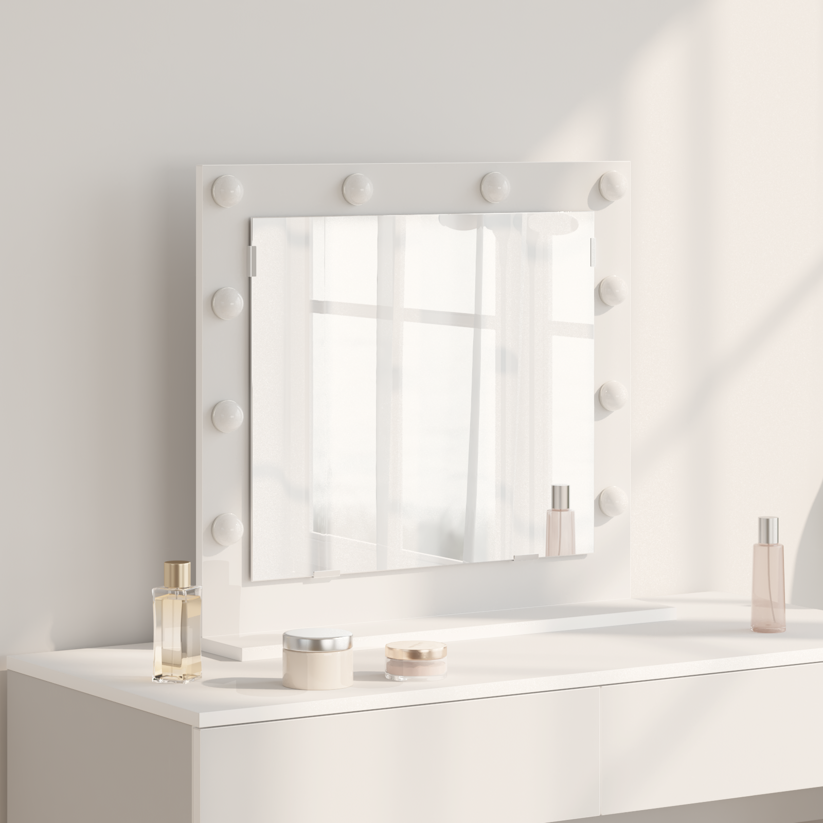 Vanity Mirror White 60 x 55 x 18 cm Glass and Engineered wood