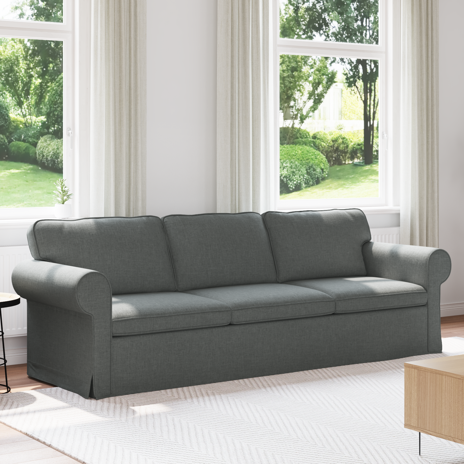 Sofa Dark Grey 245 x 82 x 80 cm Fabric