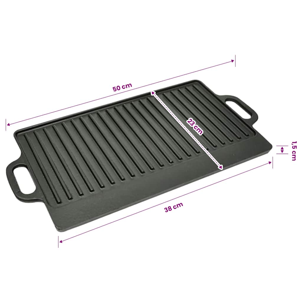 Grill Platter Cast Iron Reversible 50x23 cm
