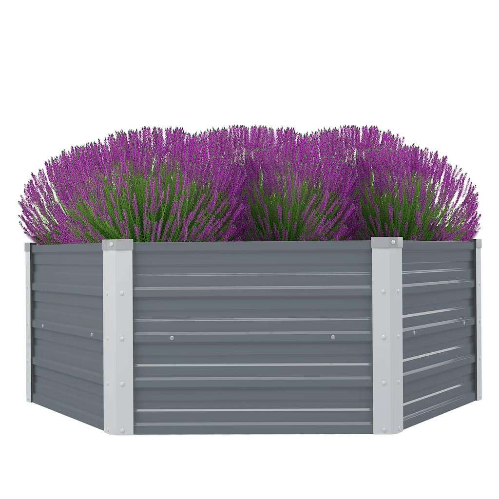 Raised Garden Bed 129x129x45 cm Galvanised Steel Grey
