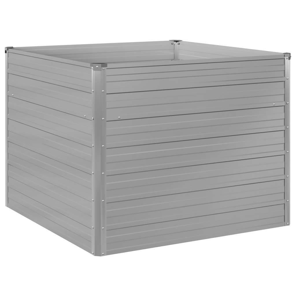 Raised Garden Bed 100x100x77 cm Galvanised Steel Grey