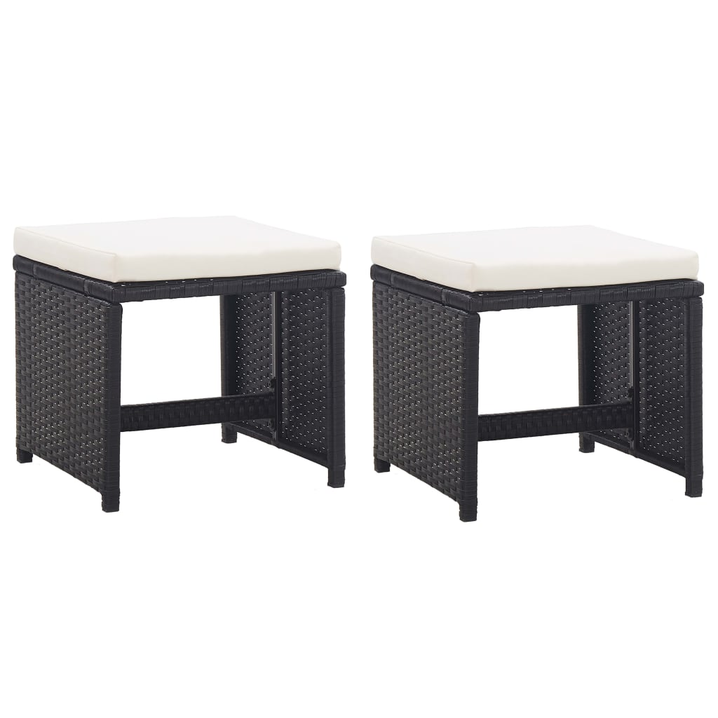 5 Piece Outdoor Dining Set with Cushions Poly Rattan Black