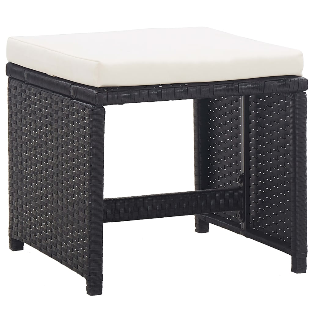 13 Piece Outdoor Dining Set with Cushions Poly Rattan Black
