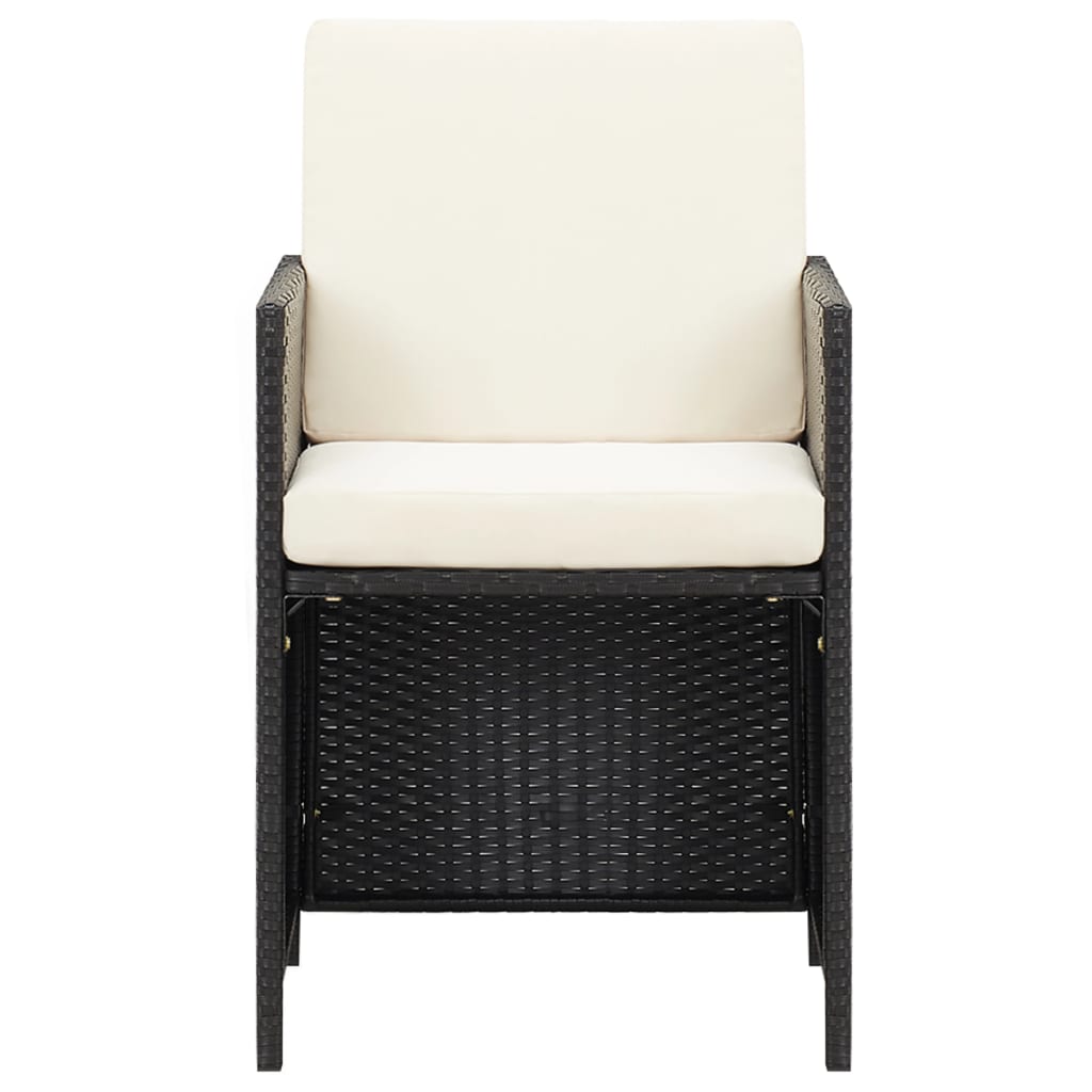 Garden Chairs 2 pcs with Cushions and Pillows Poly Rattan Black