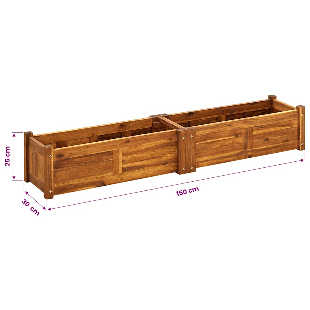Garden Raised Bed Acacia Wood 150x30x25 cm