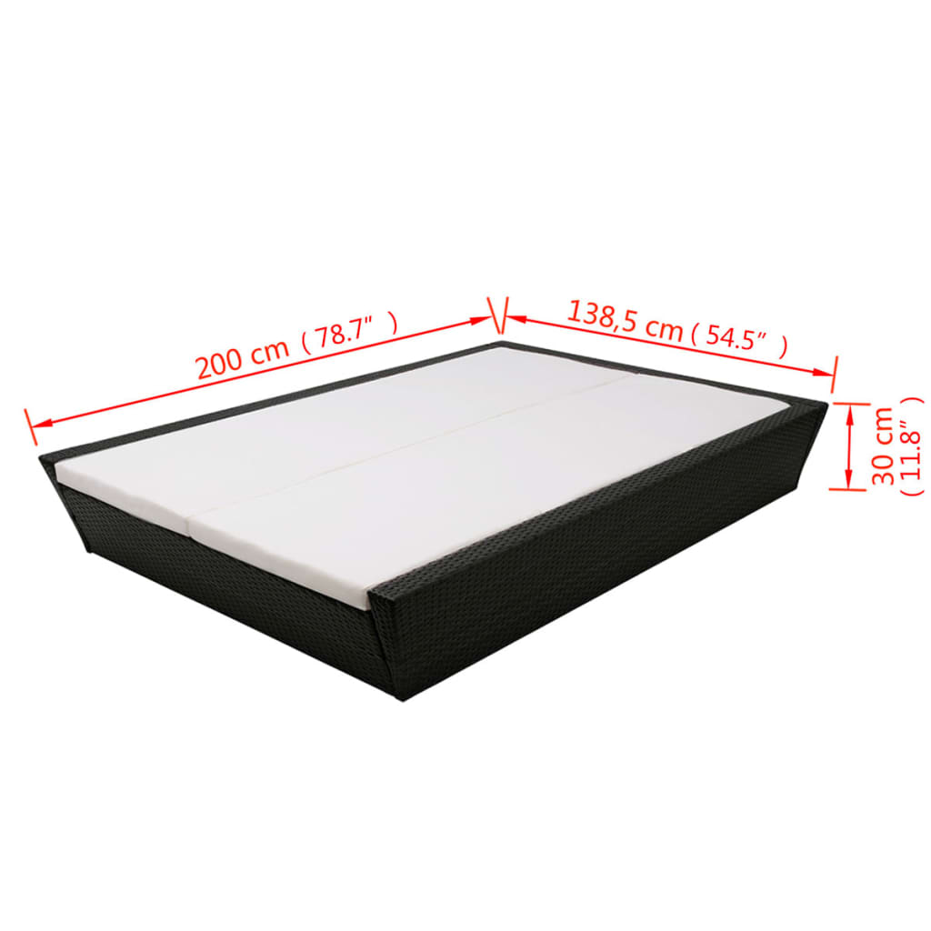 Outdoor Lounge Bed with Cushion Poly Rattan Black