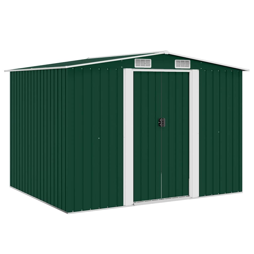 Garden Storage Shed Green Metal 257x205x178 cm