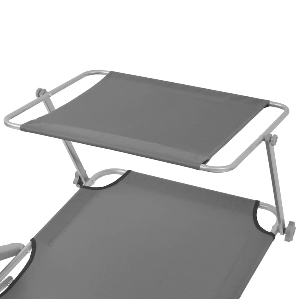Sun Lounger with Canopy Steel Grey