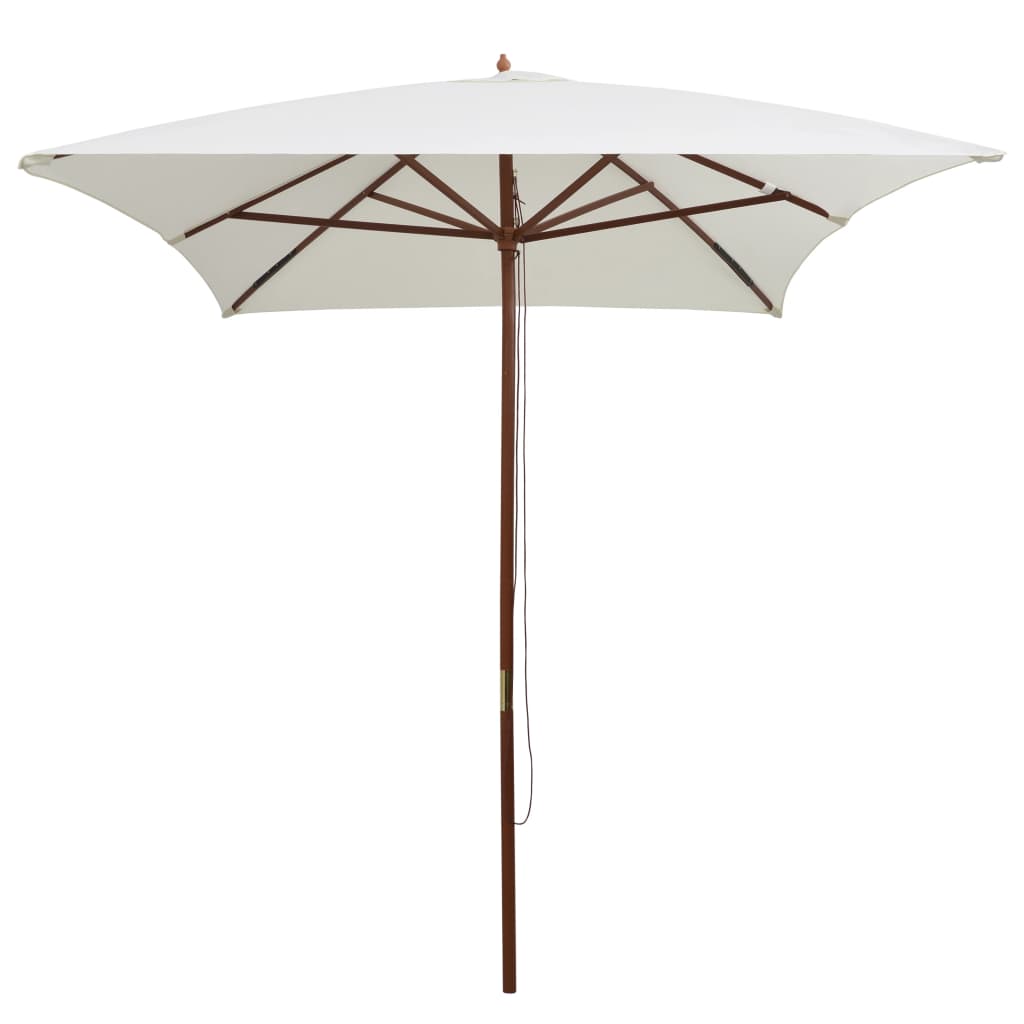 Garden Parasol 200x300 cm Wooden Pole Cream White