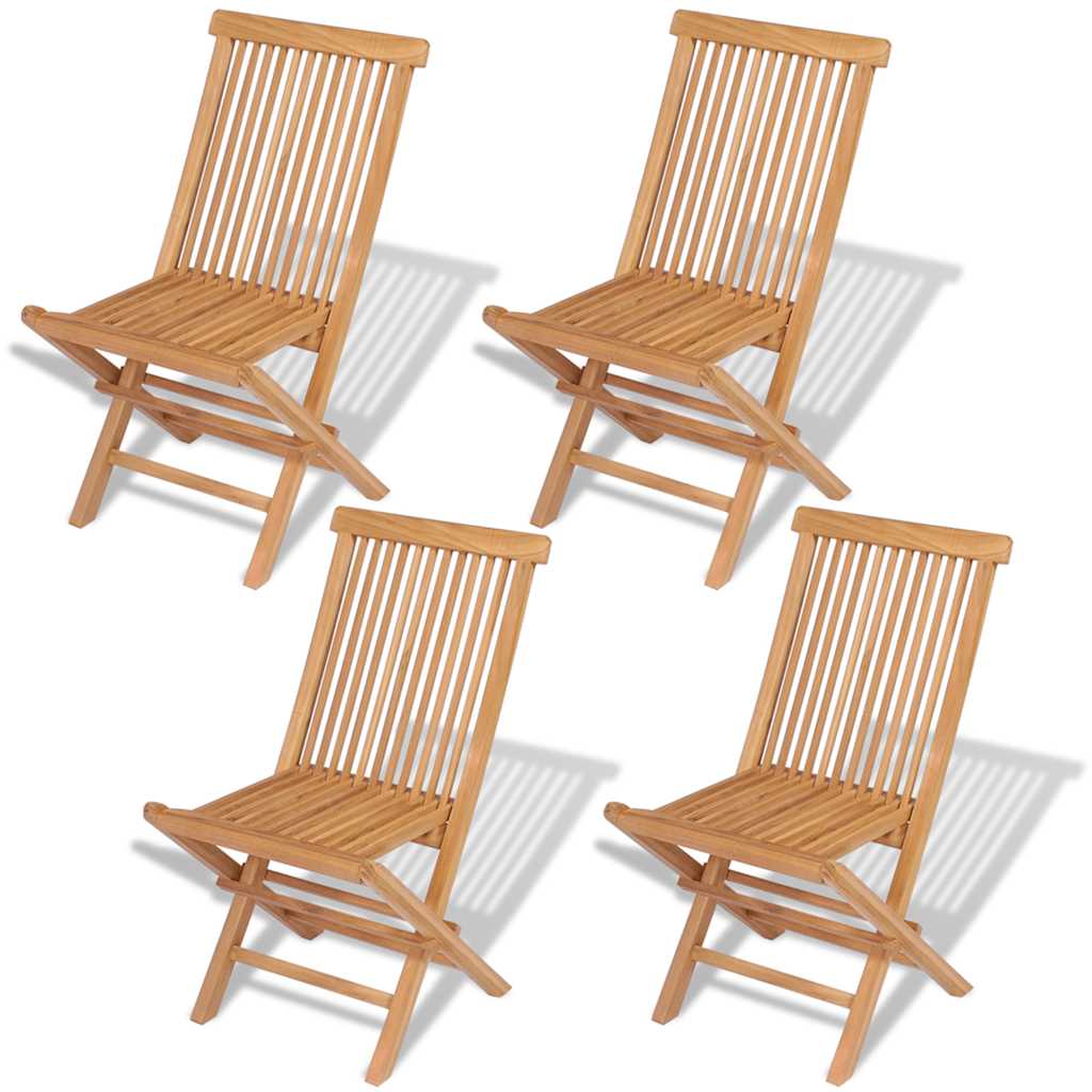 Folding Garden Chairs 4 pcs Solid Teak Wood
