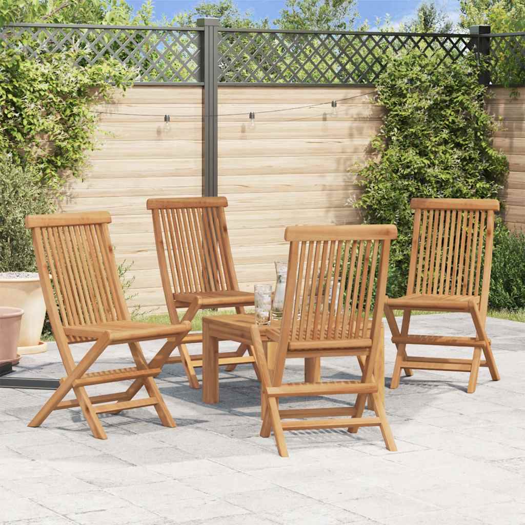 Folding Garden Chairs 4 pcs Solid Teak Wood