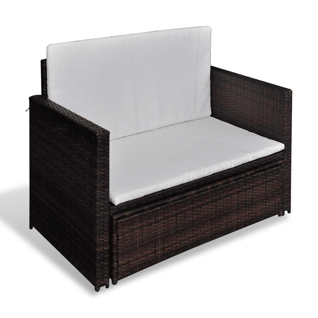 Garden Sofa Poly Rattan Brown