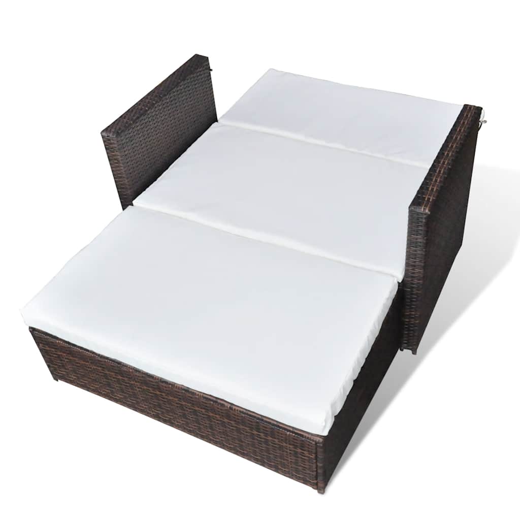 Garden Sofa Poly Rattan Brown