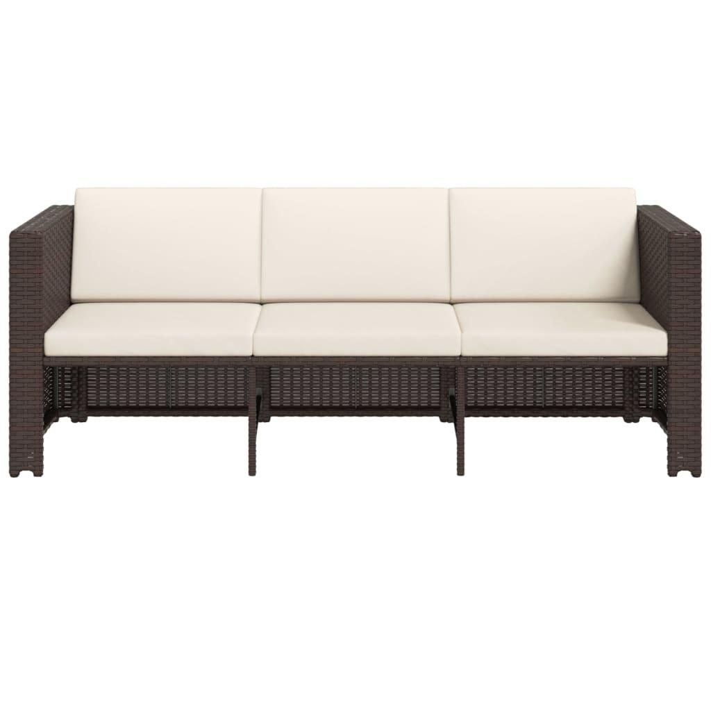 4 Piece Garden Lounge Set with Cushions Poly Rattan Brown