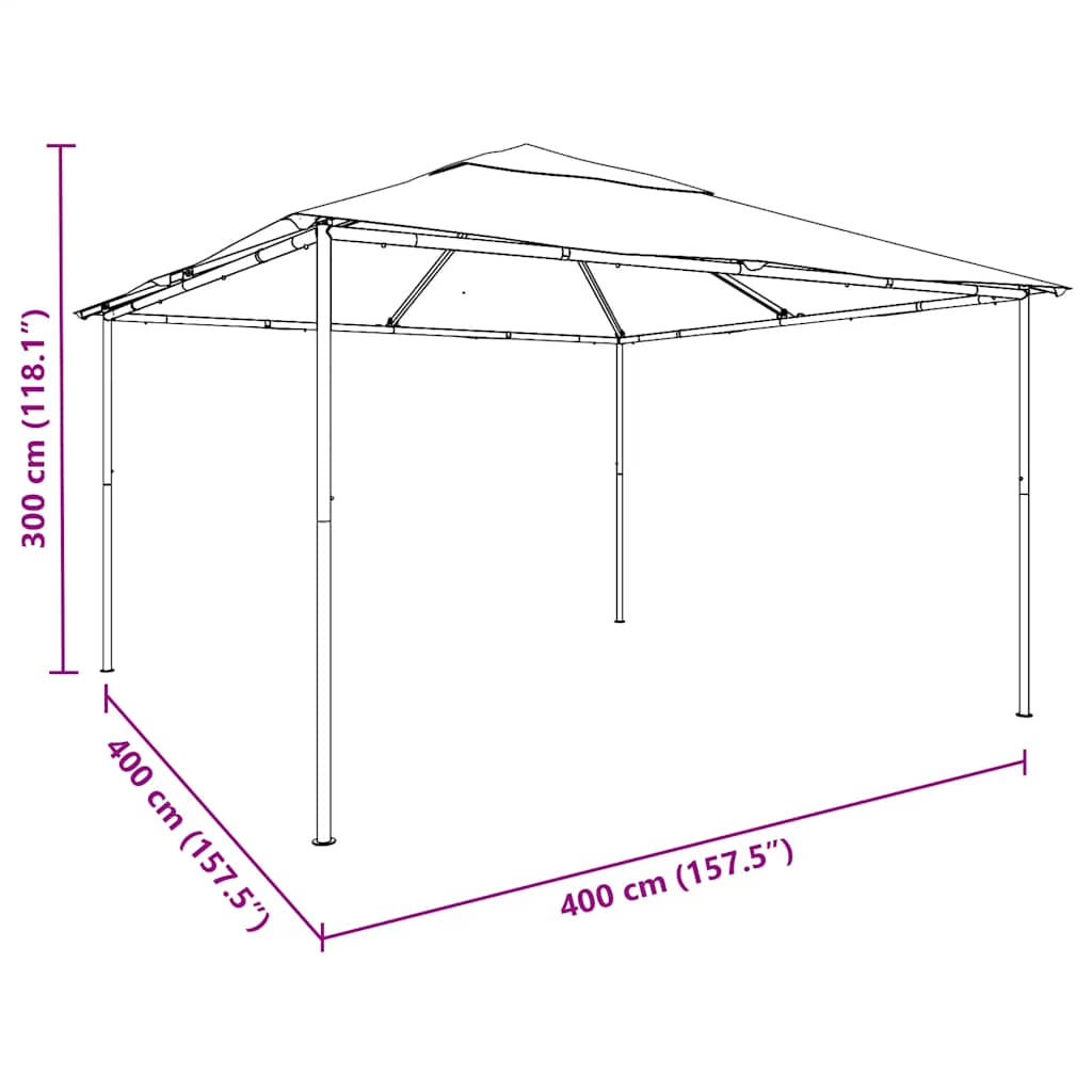 Gazebo Pavilion Tent Canopy 4x4 m Steel Beige
