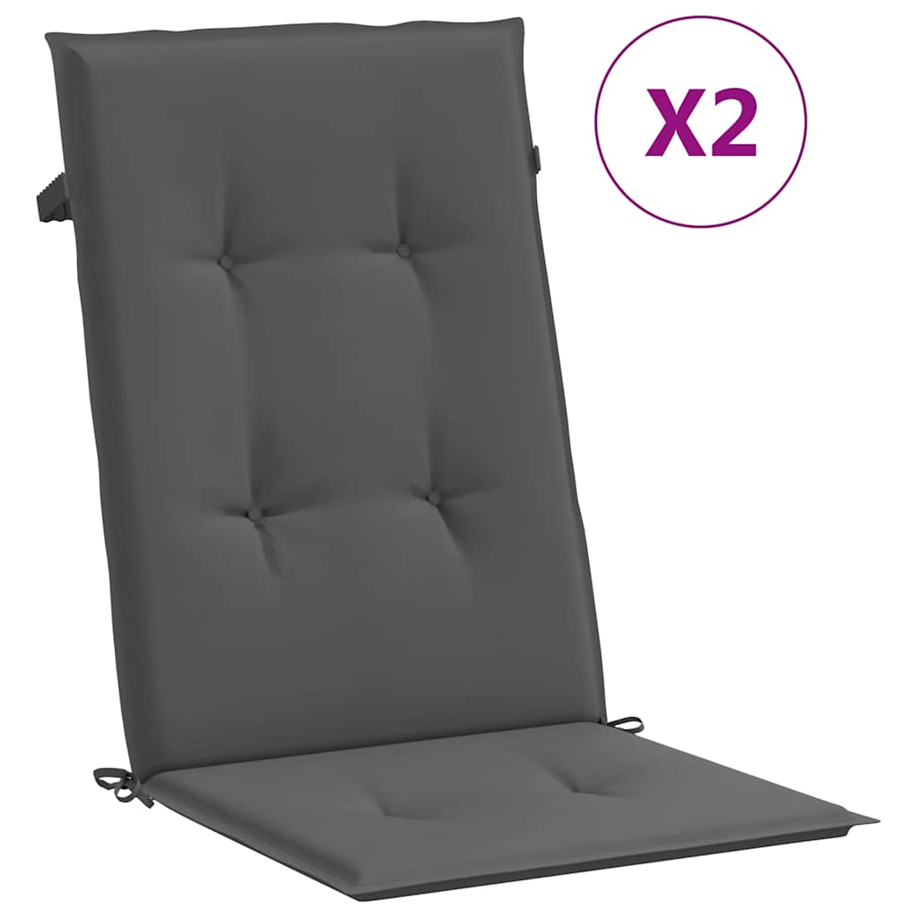 Garden Highback Chair Cushions 2 pcs Anthracite 120x50x2 cm Fabric