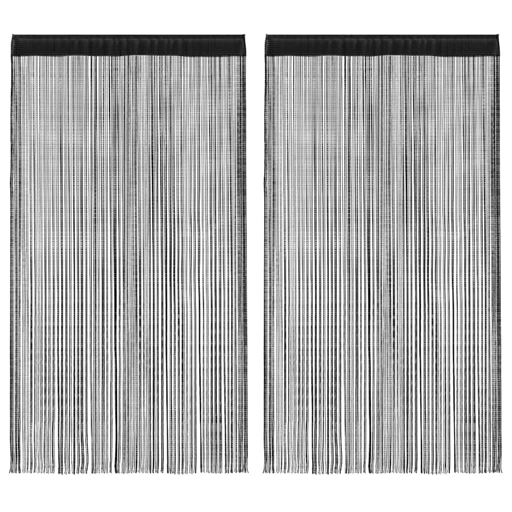 String Curtains 2 pcs 100x250 cm Black