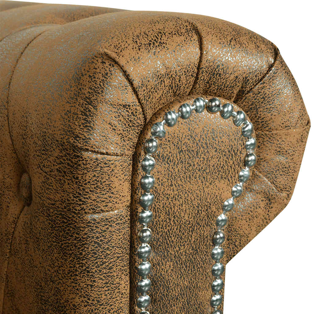 Chesterfield Sofa 2-Seater Artificial Leather Brown