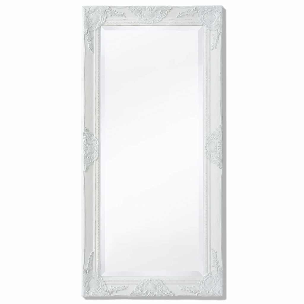 Wall Mirror Baroque Style 100x50 cm White