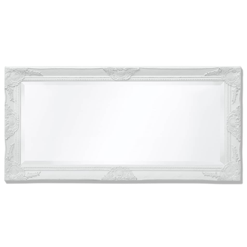 Wall Mirror Baroque Style 100x50 cm White