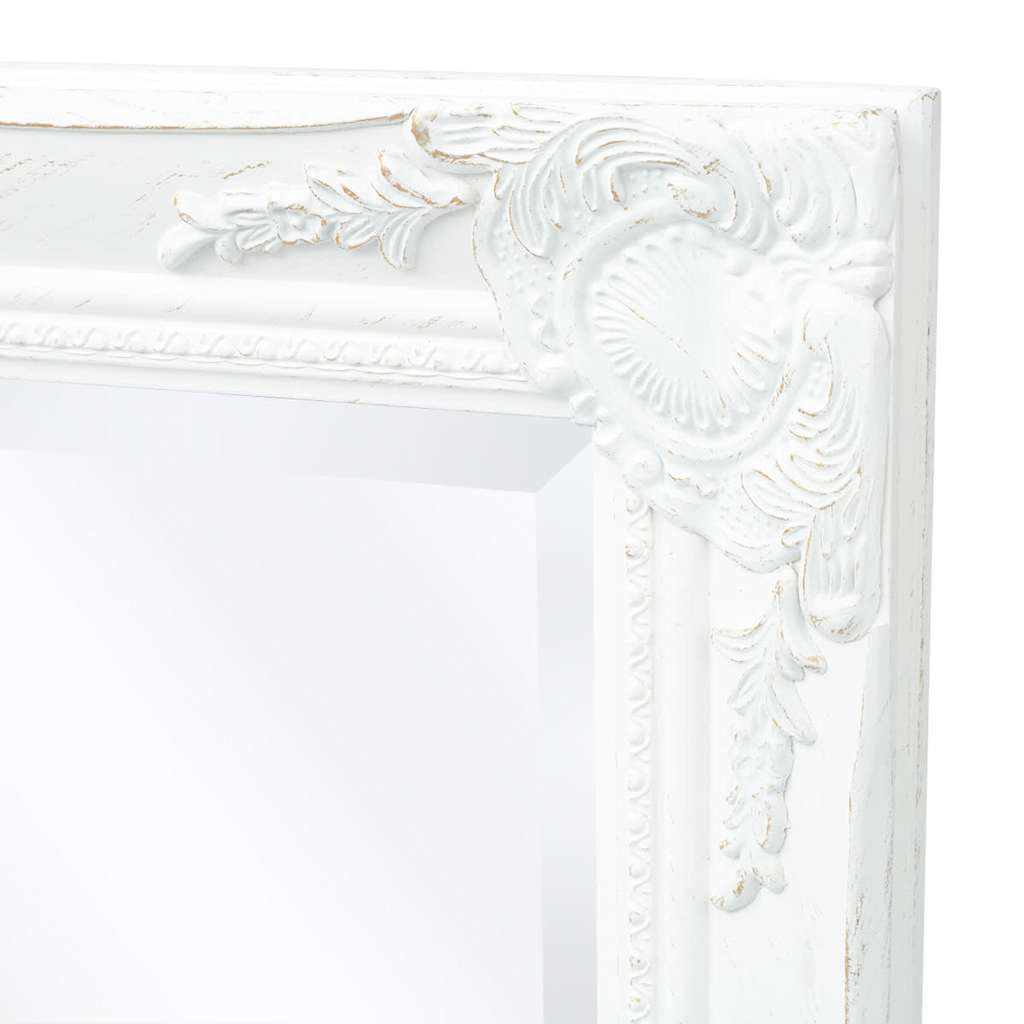 Wall Mirror Baroque Style 100x50 cm White