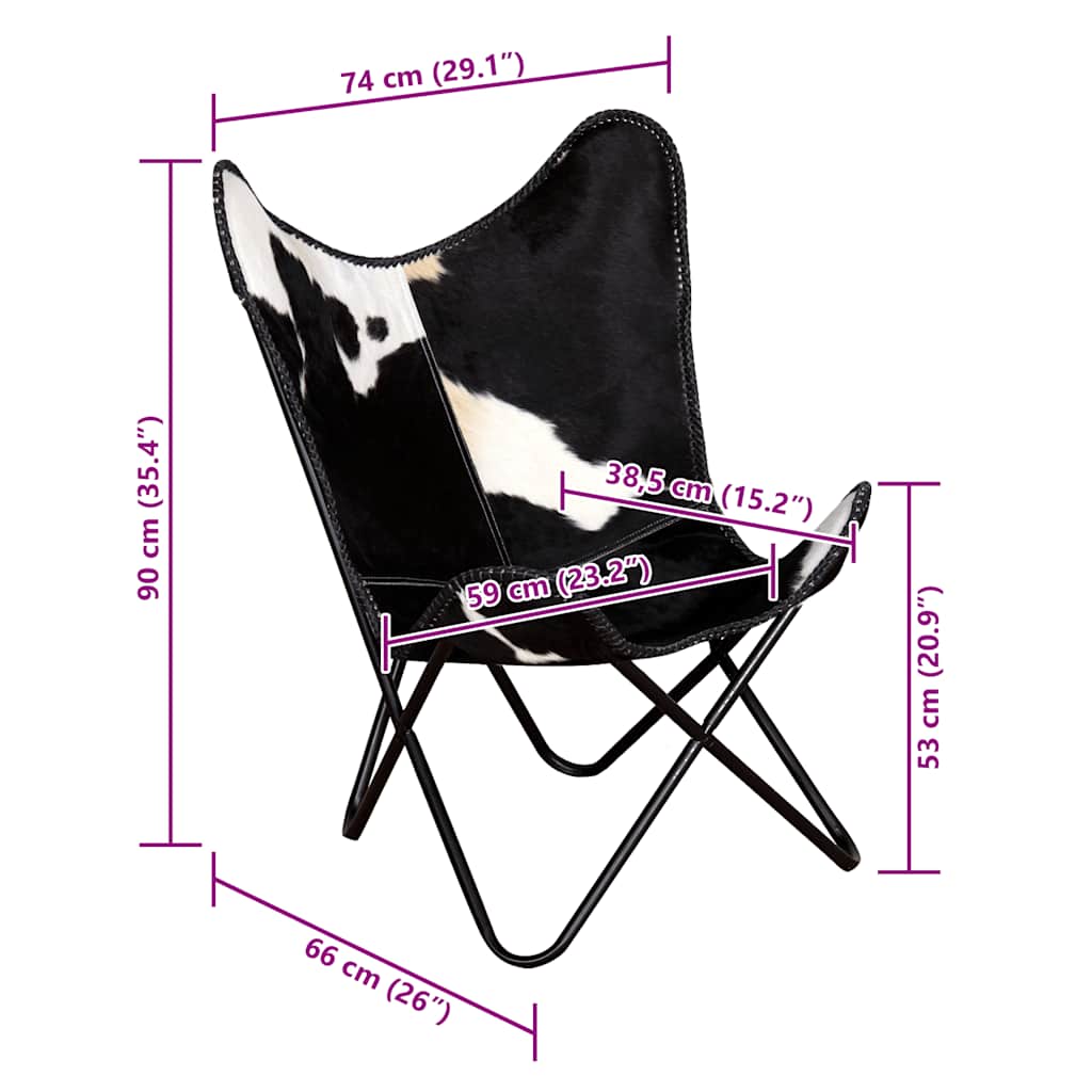 Butterfly Chair Black Real Leather