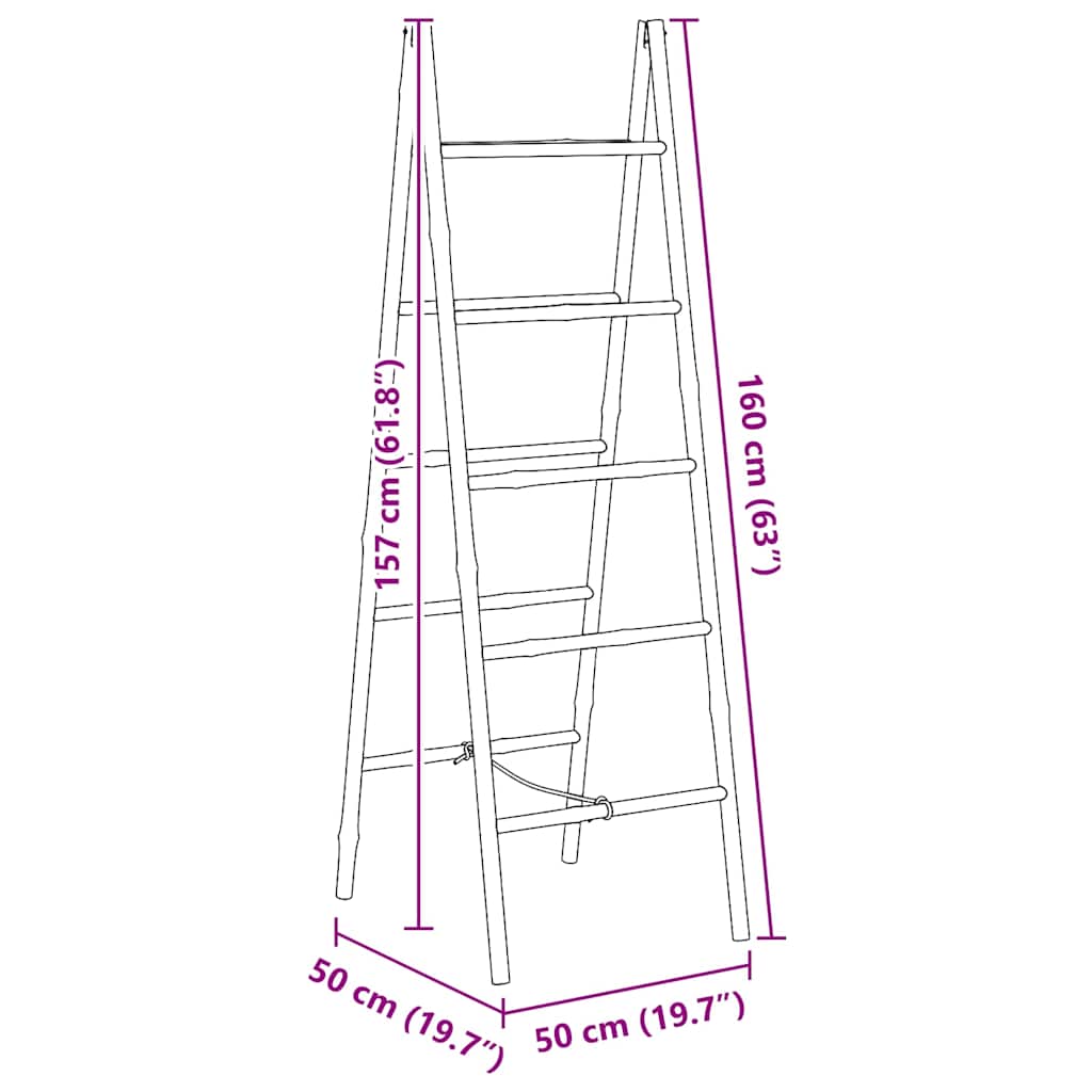 Double Towel Ladder with 5 Rungs Bamboo 50x160 cm