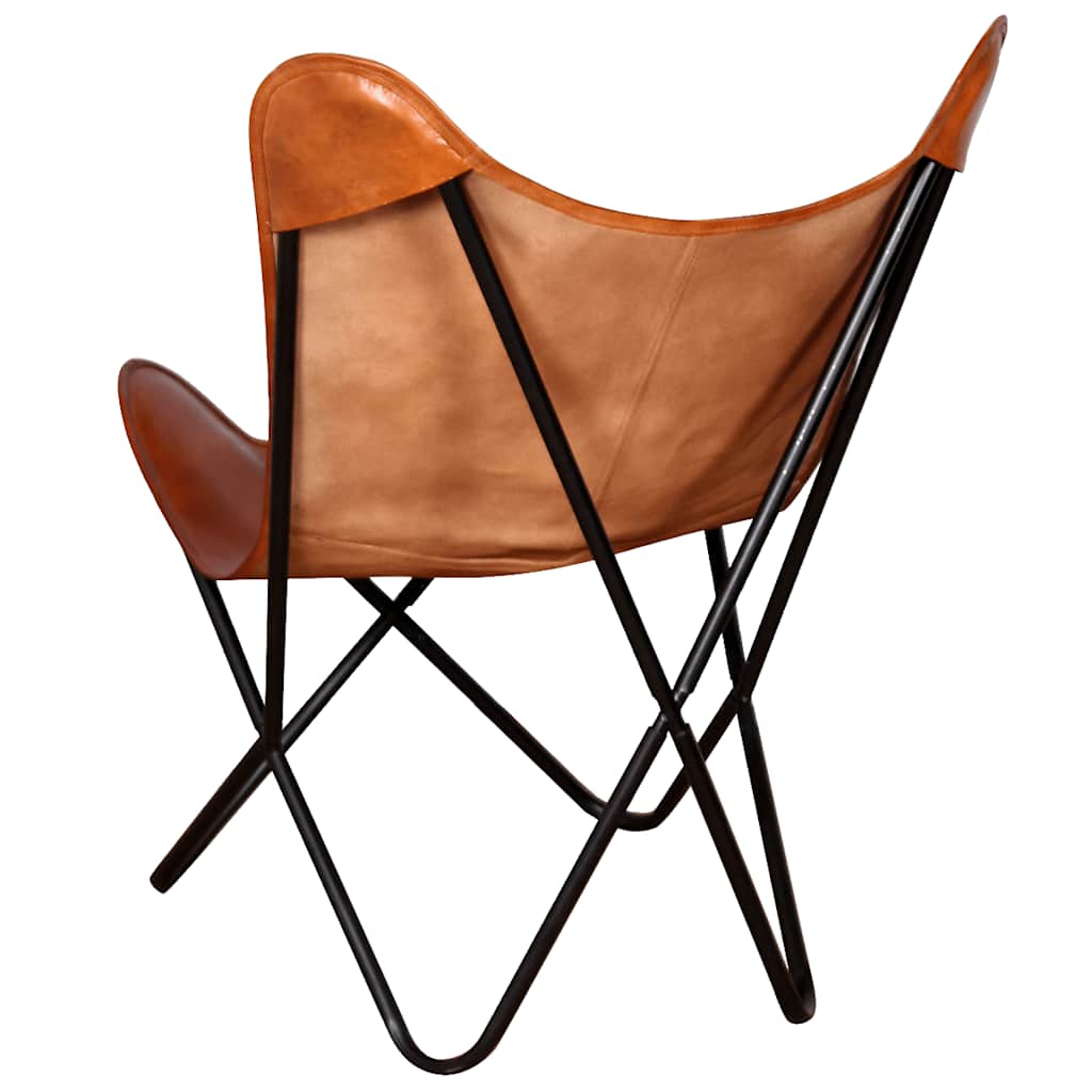 Butterfly Chair Brown Real Leather