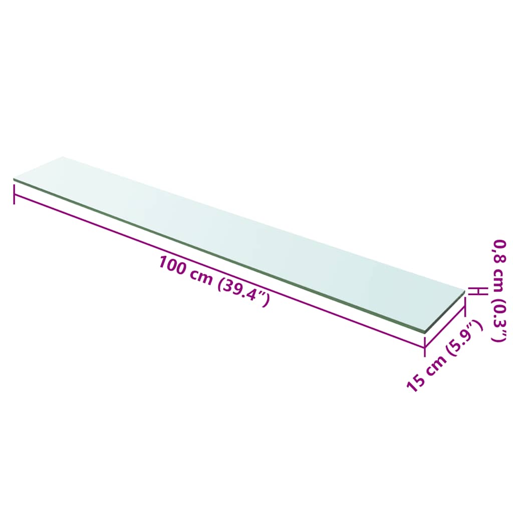 Shelf Panel Glass Clear 100x15 cm