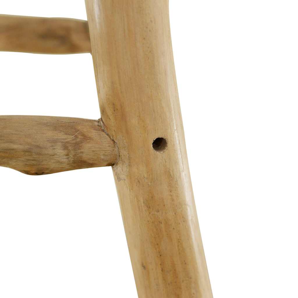 Bar Stool Goatskin Leather and Solid Teak Wood