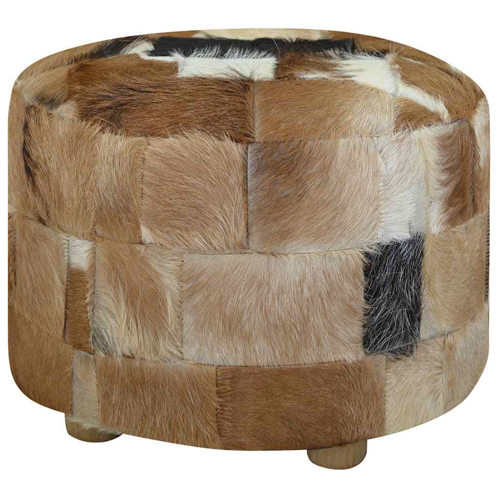 Pouffe Goatskin Leather Round 50x50x45 cm