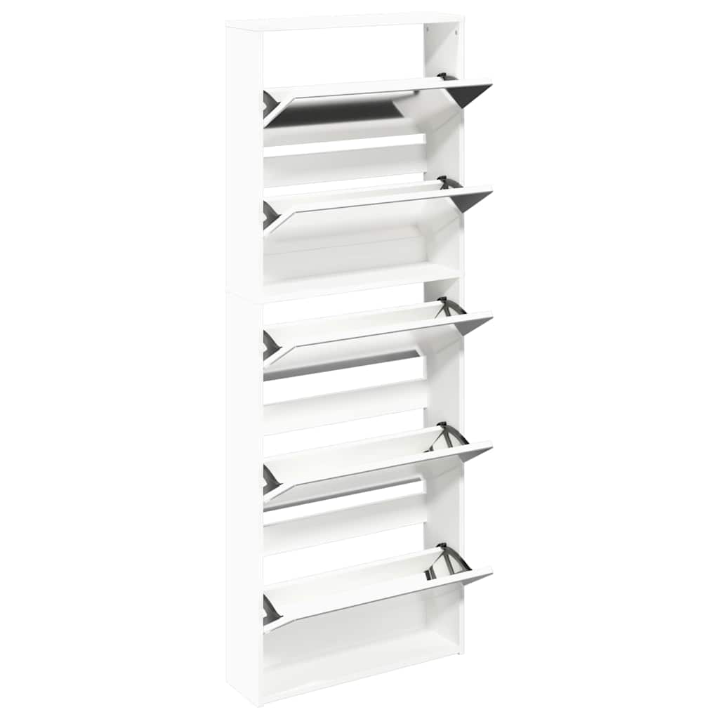 Shoe Cabinet 5-Layer Mirror White 63x17x169.5 cm