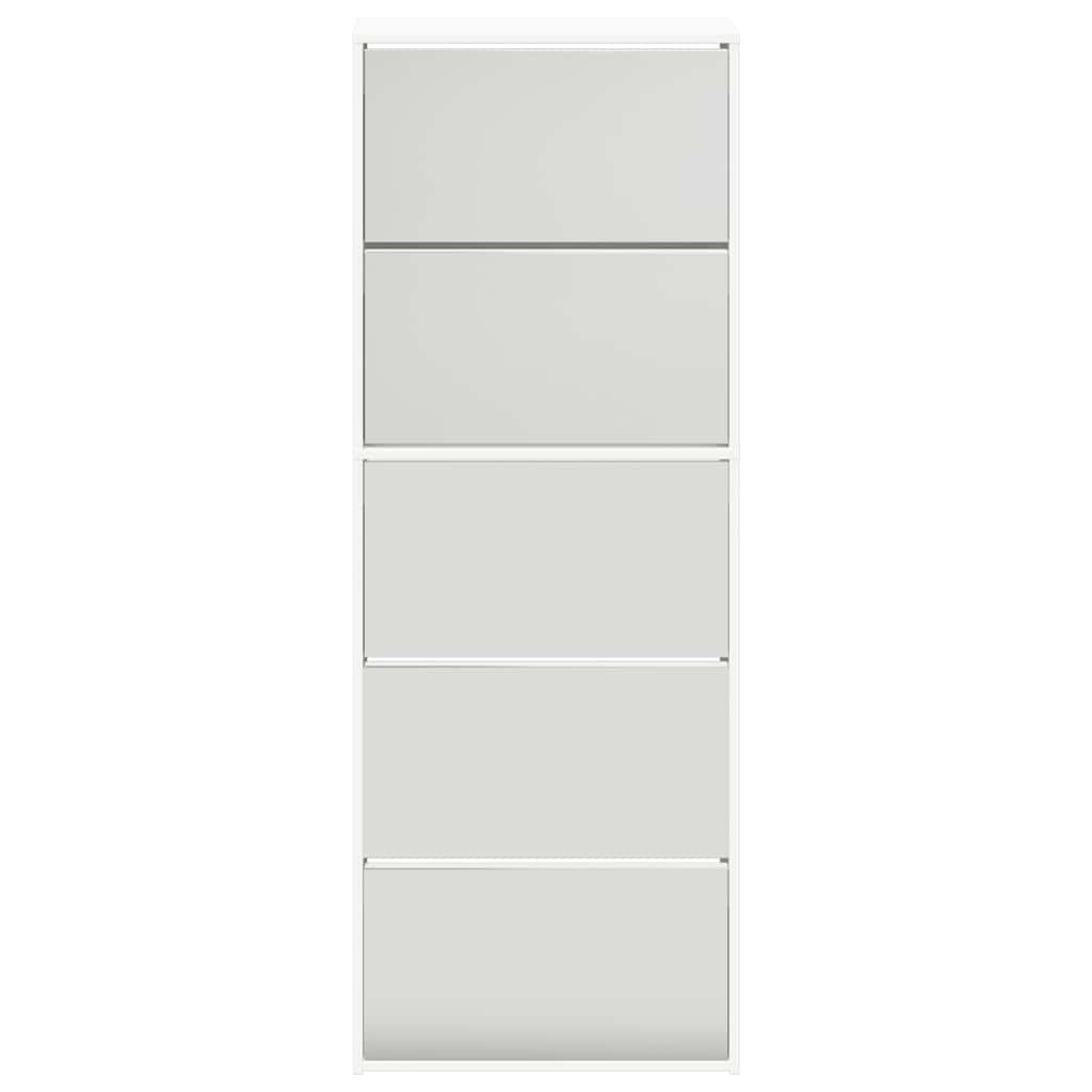 Shoe Cabinet 5-Layer Mirror White 63x17x169.5 cm