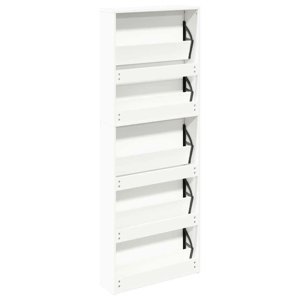 Shoe Cabinet 5-Layer Mirror White 63x17x169.5 cm