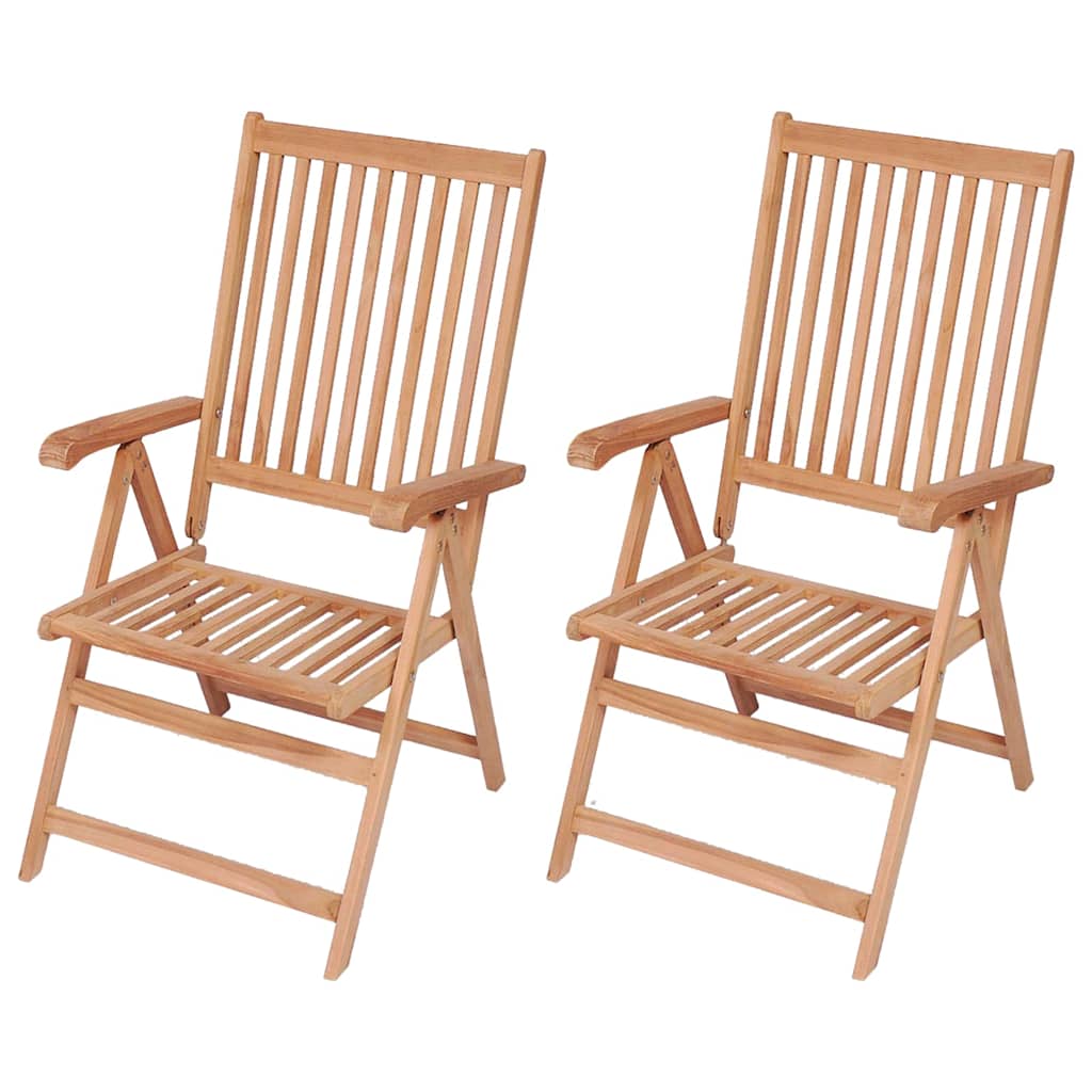 Reclining Folding Chairs 2 pcs Solid Teak Wood
