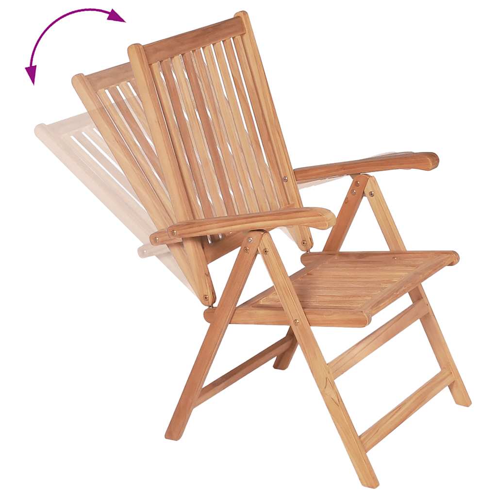 Reclining Folding Chairs 2 pcs Solid Teak Wood