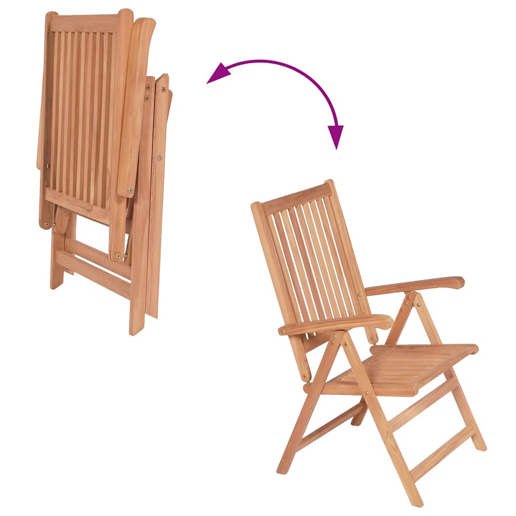 Reclining Folding Chairs 2 pcs Solid Teak Wood