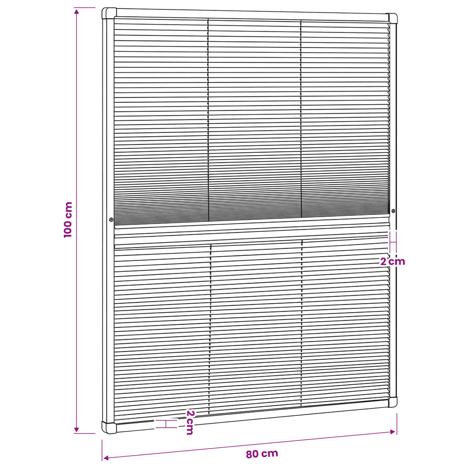 Plisse Insect Screen for Windows Aluminium 80x100 cm with Shade