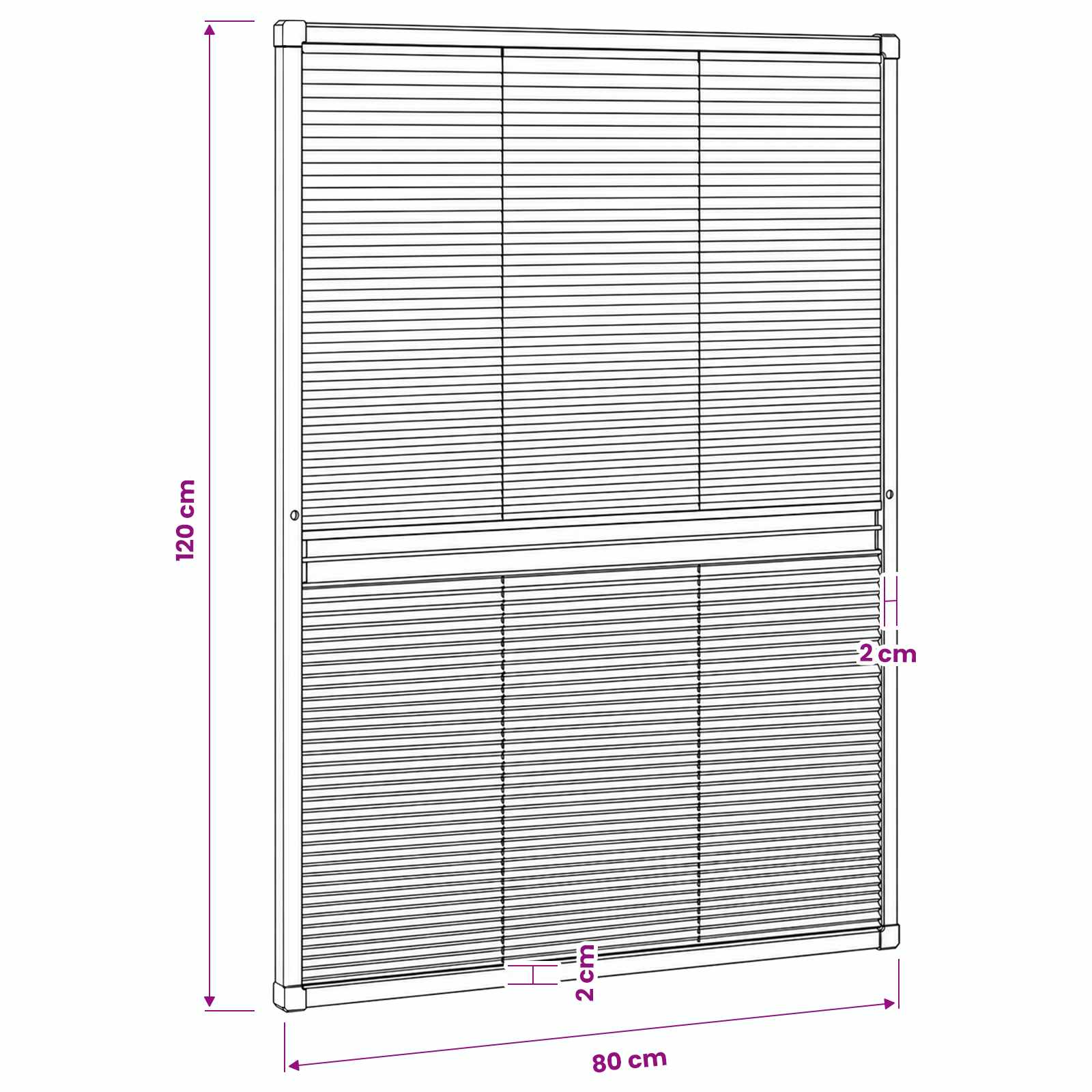 Plisse Insect Screen for Windows Aluminium 80x120 cm with Shade