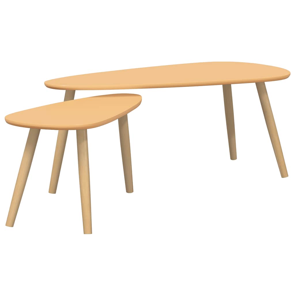 Coffee Table Set 2 Pieces Solid Pinewood Brown