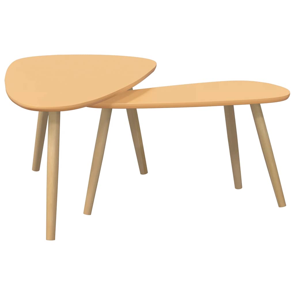 Coffee Table Set 2 Pieces Solid Pinewood Brown