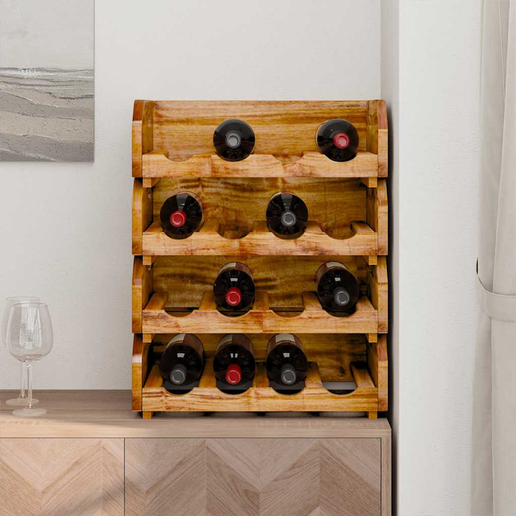 Wine Racks 4 pcs for 16 Bottles Solid Mahogany Wood