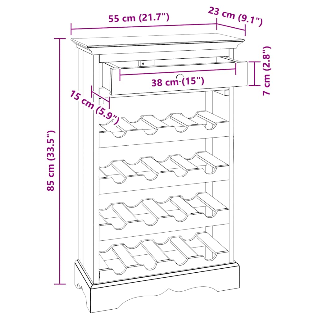 Wine Rack Solid Mahogany Wood 55x23x85 cm