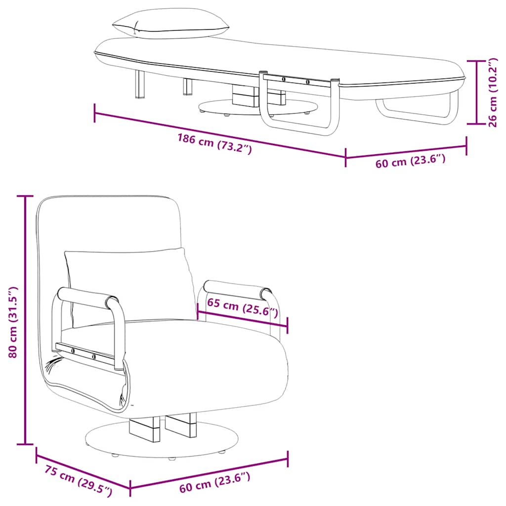 Swivel Chair and Sofa Bed Light Grey Fabric